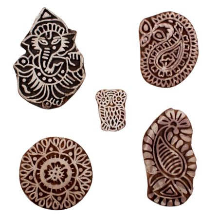 Set of 5 Piece New Mix Wooden Printing Blocks